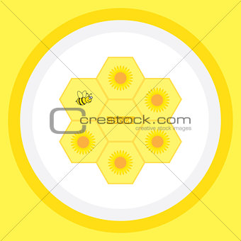 background with sunflowers and bee