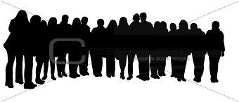 silhouettes of people, standing in line