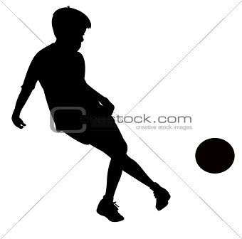 playing with ball, silhouette vector