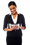Company manager browsing on tablet pc