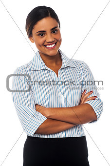 Confident female company manager posing