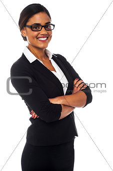 Confident mixed latin corporate female manager