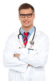 Attractive portrait of confident male doctor