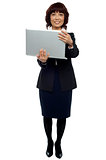 Business representative holding laptop