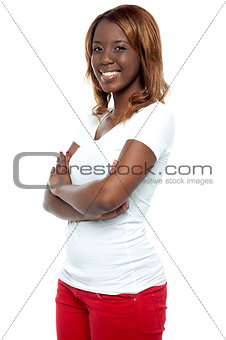 Portrait of stylish trendy smiling african girl