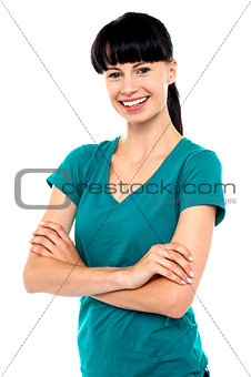 Pretty woman posing with her arms crossed