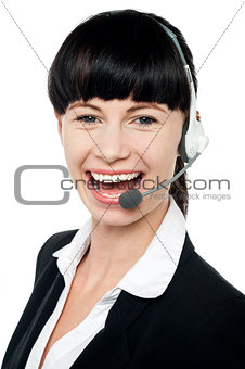 Close up portrait of customer service operator
