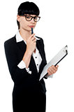 Thoughtful young business professional lady