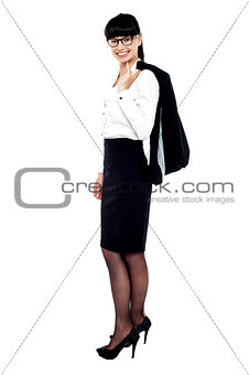 Full length portrait of stylish corporate lady