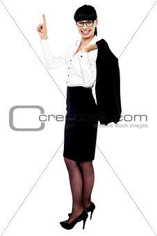 Full length portrait of cheerful business executive