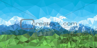Mountain landscape background with low poly design