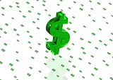 Big three-dimensional green dollar sign