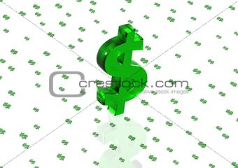 Big three-dimensional green dollar sign