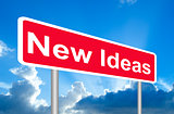New Ideas road sign on blue sky