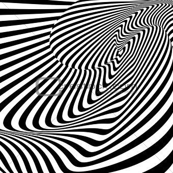 Design monochrome whirl motion illusion background