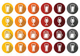 Beer glasses different types icons - lager, pilsner, ale, wheat beer, stout