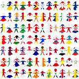 Holding hands people patterned in the World's flags background