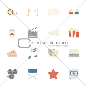 Cinema flat icons set