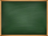 Empty green chalkboard with wooden frame. Template