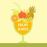 Vector logo fruit juice. Multifruit. Smoothies.