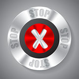 Shiny metallic stop button