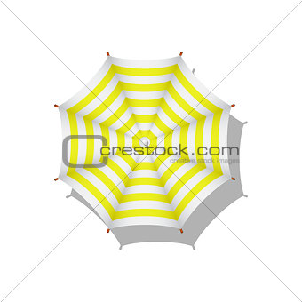 Yellow and white striped beach umbrella