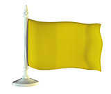 Yellow flag on metal shiny flagpole
