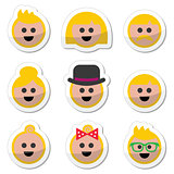 People with blond hair vector icons set