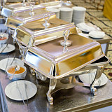 Buffet heated trays ready for service