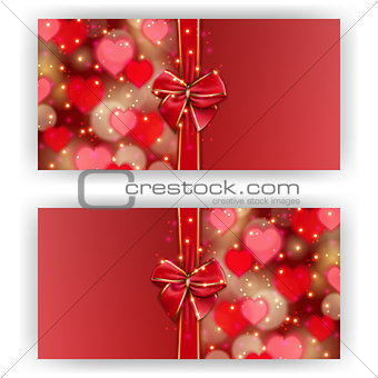 Festive background with hearts, bokeh