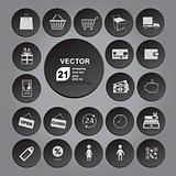 shopping icon set gray