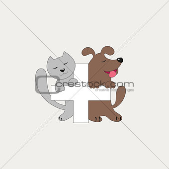 Veterinary cross, cat and dog logo