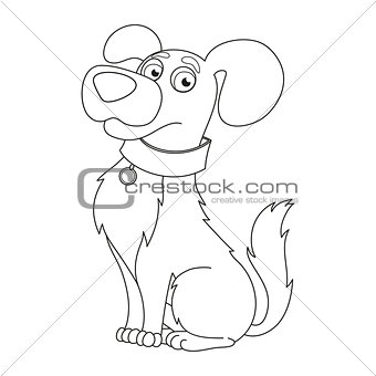 Cute dog, coloring book page for children