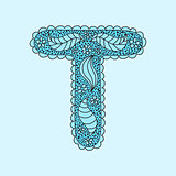 Cute letter T. Floral monogram T