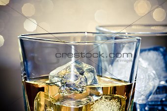 close-up of whiskey glasses