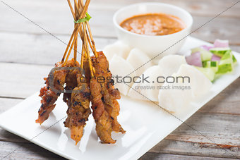 chicken satay shot from top down