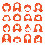 Woman hair styles, wigs icons - ginger