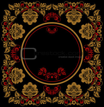 background of floral pattern with traditional russian flower ornament.Khokhloma. 