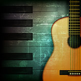 abstract grunge piano background with acoustic guitar