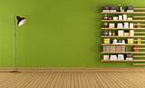 Green room with bookcase