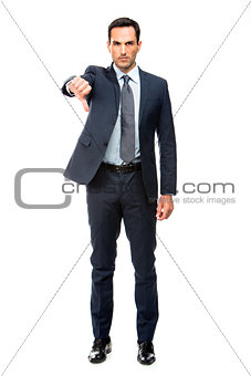 businessman looking angry thumb down