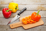 Sliced bell pepper on cutting board