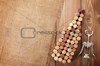 Wine bottle shaped corks and corkscrew