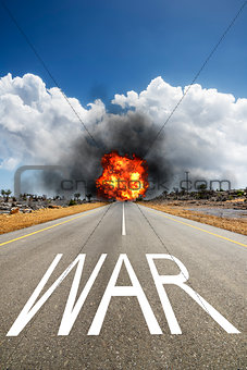 road with text WAR