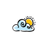 Cloudy weather icon on white background, vector illustration.