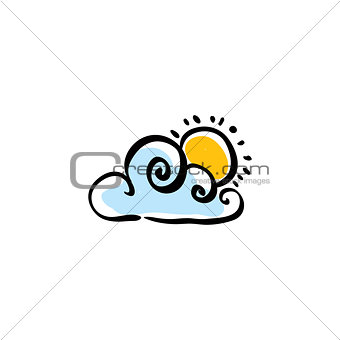 Cloudy weather icon on white background, vector illustration.