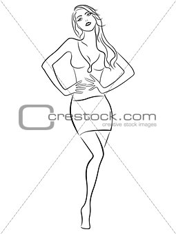 Beautiful girl posing in a short skirt
