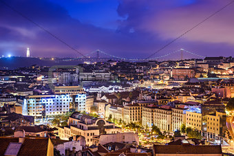 Lisbon, Portugal Skyline at Night