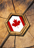 Canadian Flag on Section of Tree Trunk