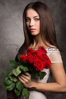 Woman with roses